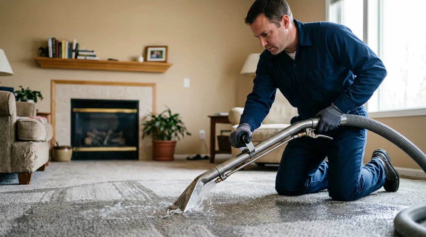 Water damage restoration technician working near Amberson, PA